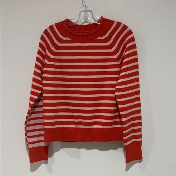 NEW Banana Republic Striped Shirt Red Sweater - Picture 1 of 3
